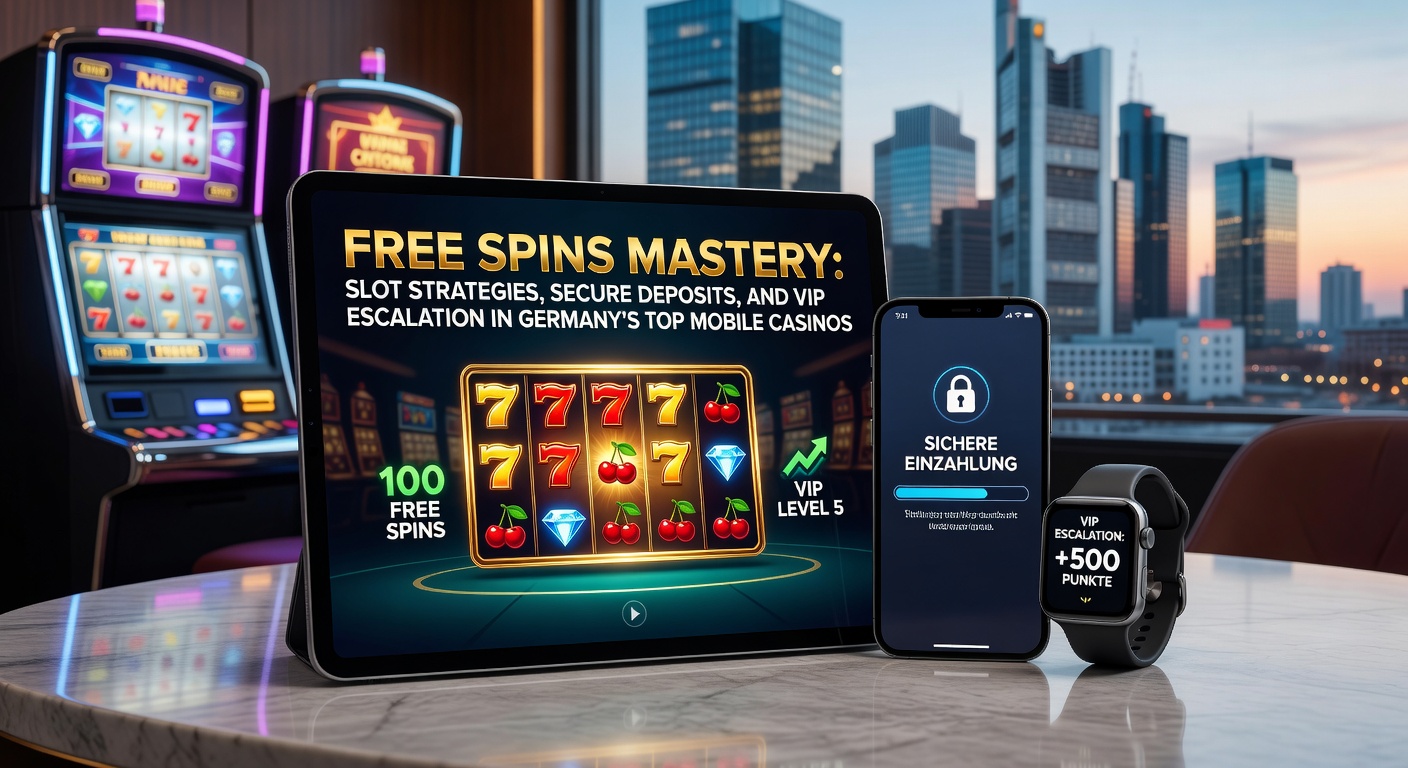 Smartphone mit Slot-Spiel und Free-Spins-Symbolen auf hellem Hintergrund, typisch für mobile Casino-Apps in Deutschland
