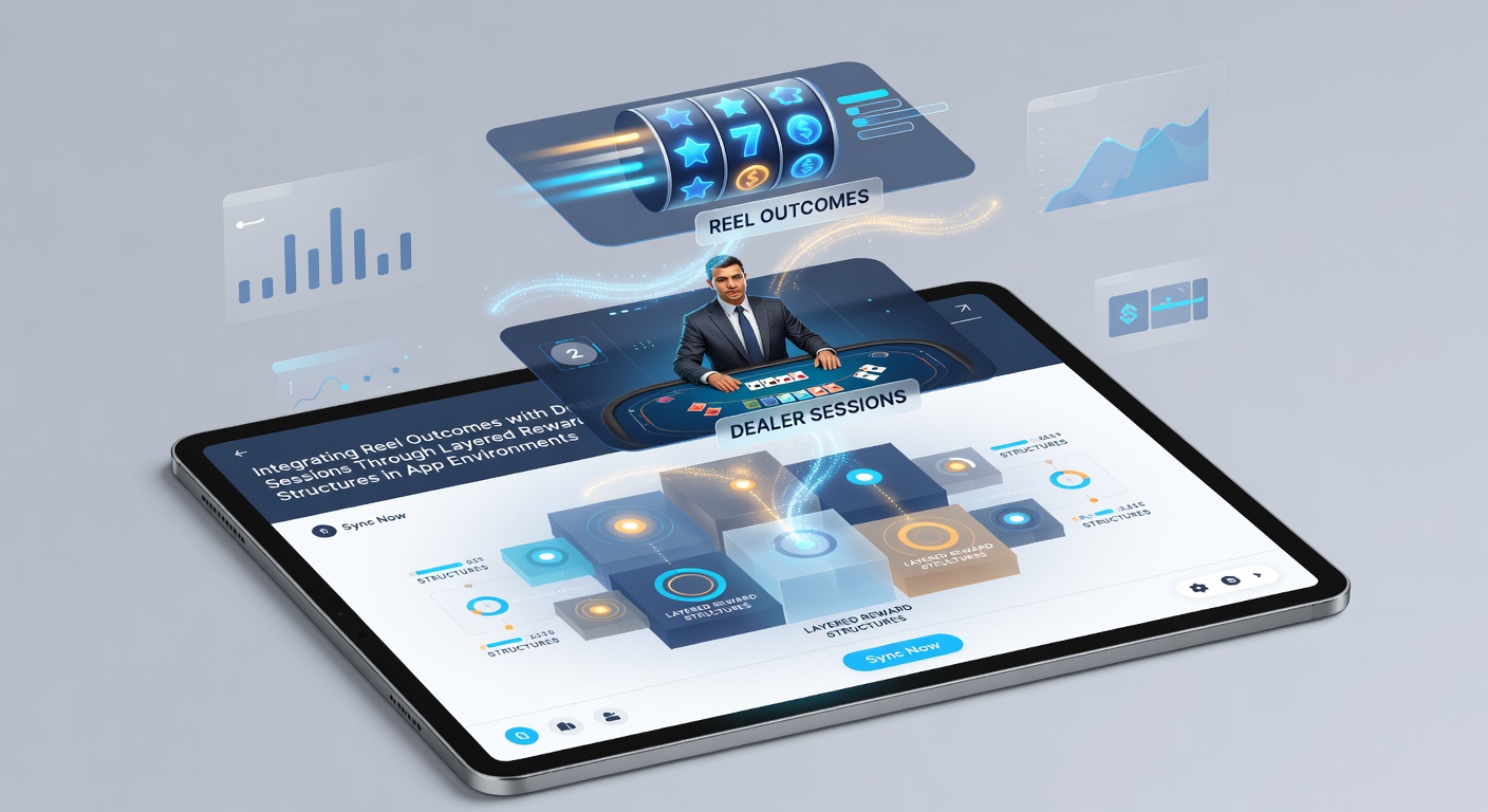 Darstellung einer mobilen Casino-App mit integrierten Slot-Reels und Live-Dealer-Tischen sowie gestaffelten Belohnungen